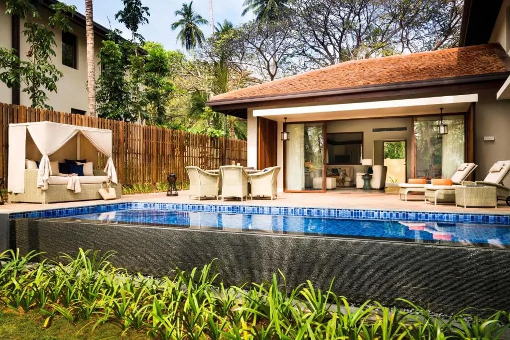 Luxury Sri Lankan resort at sunset